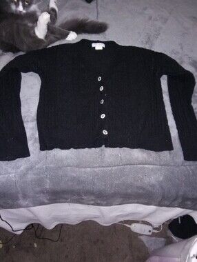 Women's Black Button-Front Knit Cardigan